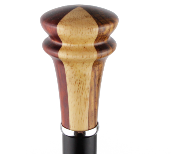 Canne avec pommeau en bois laminé